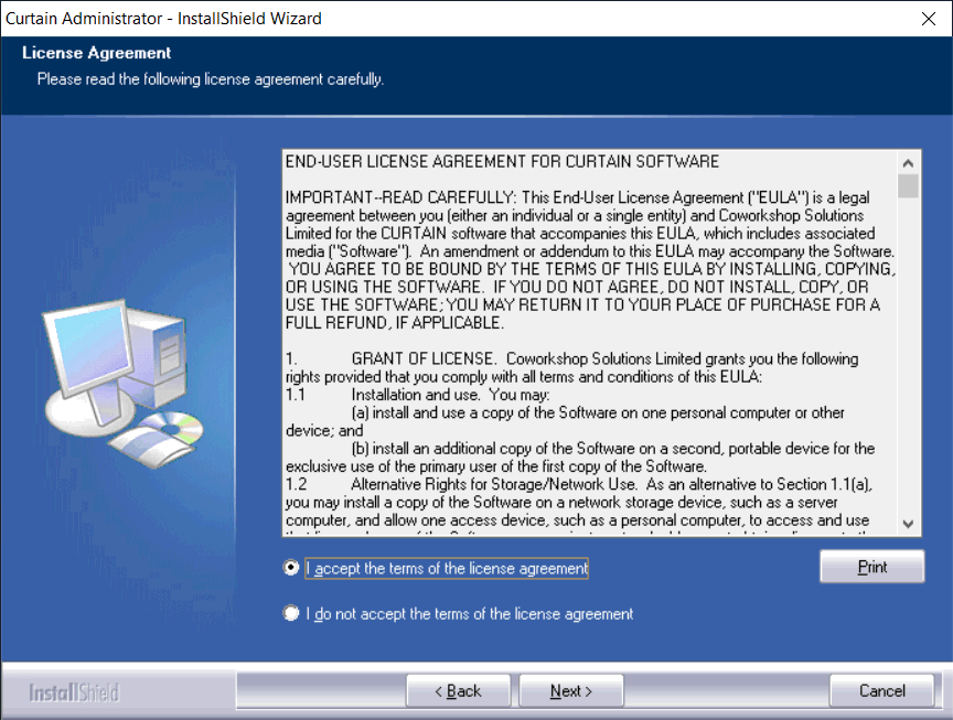 Read License Agreement. If you accept the agreement, select "I accept the terms of the license agreement" and click Next to continue.