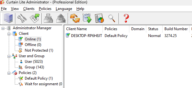 Then "User And Group" will be shown in Curtain Lite Admin.